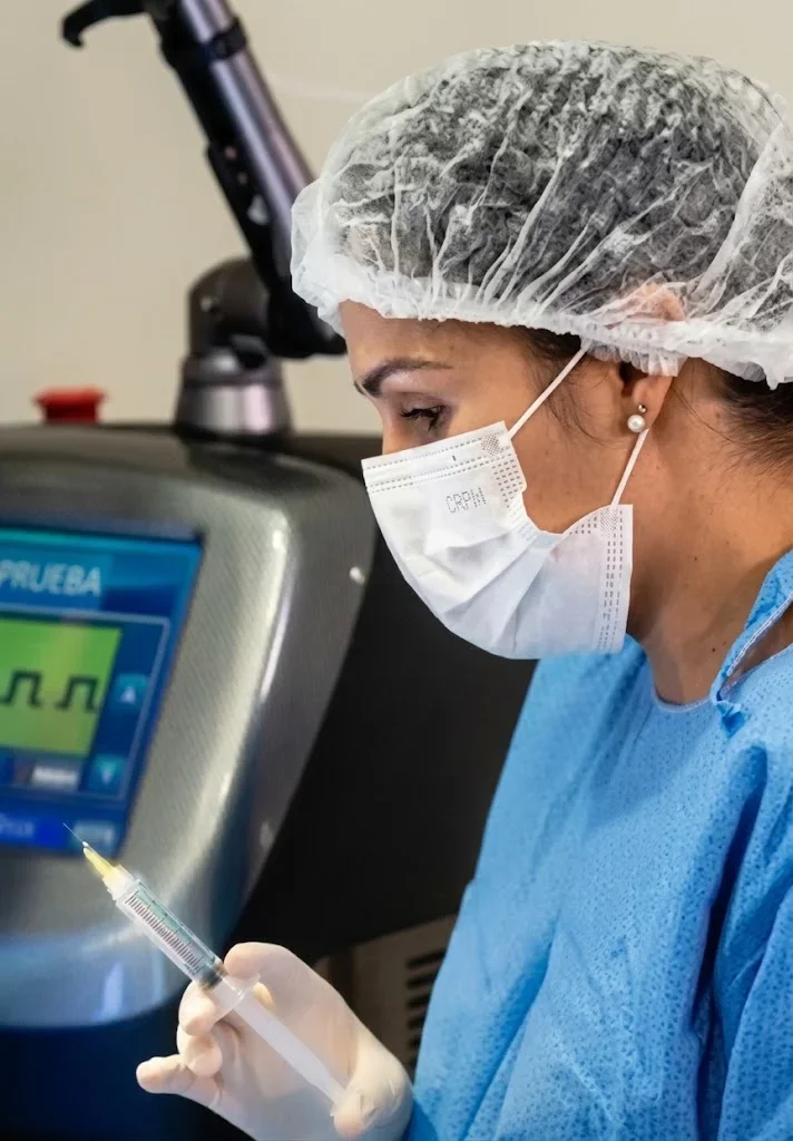 Profissional do HNolhos preparando anestesia para procedimento oftalmológico